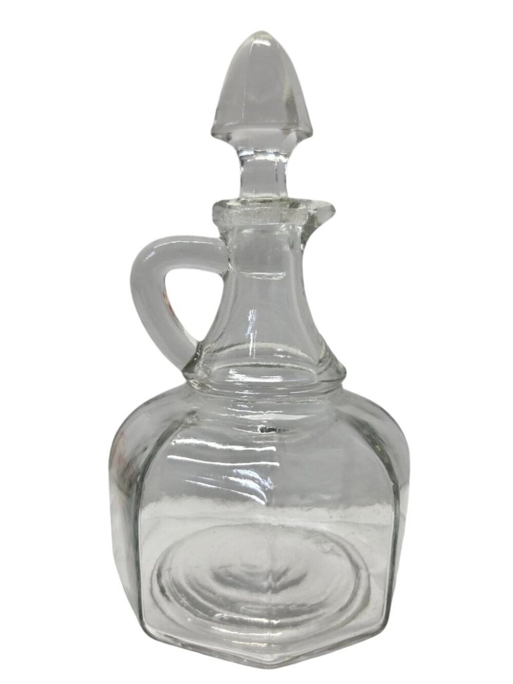 Vintage Hazel Atlas Clear Glass Cruet Bottle Stopper Oil Vinegar 802